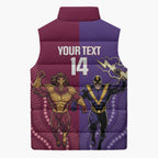 Storm And Broncos Rugby Custom Sleeveless Puffer Jacket Melbourne Brisbane Final Together Mascots Style - Aussie Hoodie