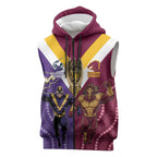 Storm And Broncos Rugby Custom Sleeveless Zip Hoodie Melbourne Brisbane Final Together Mascots Style LT14