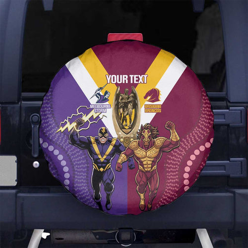 Storm And Broncos Rugby Custom Spare Tire Cover Melbourne Brisbane Final Together Mascots Style - Aussie Hoodie