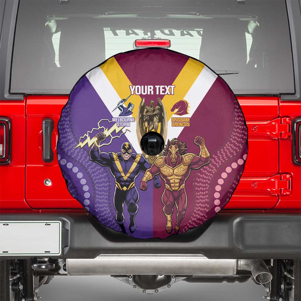 Storm And Broncos Rugby Custom Spare Tire Cover Melbourne Brisbane Final Together Mascots Style - Aussie Hoodie