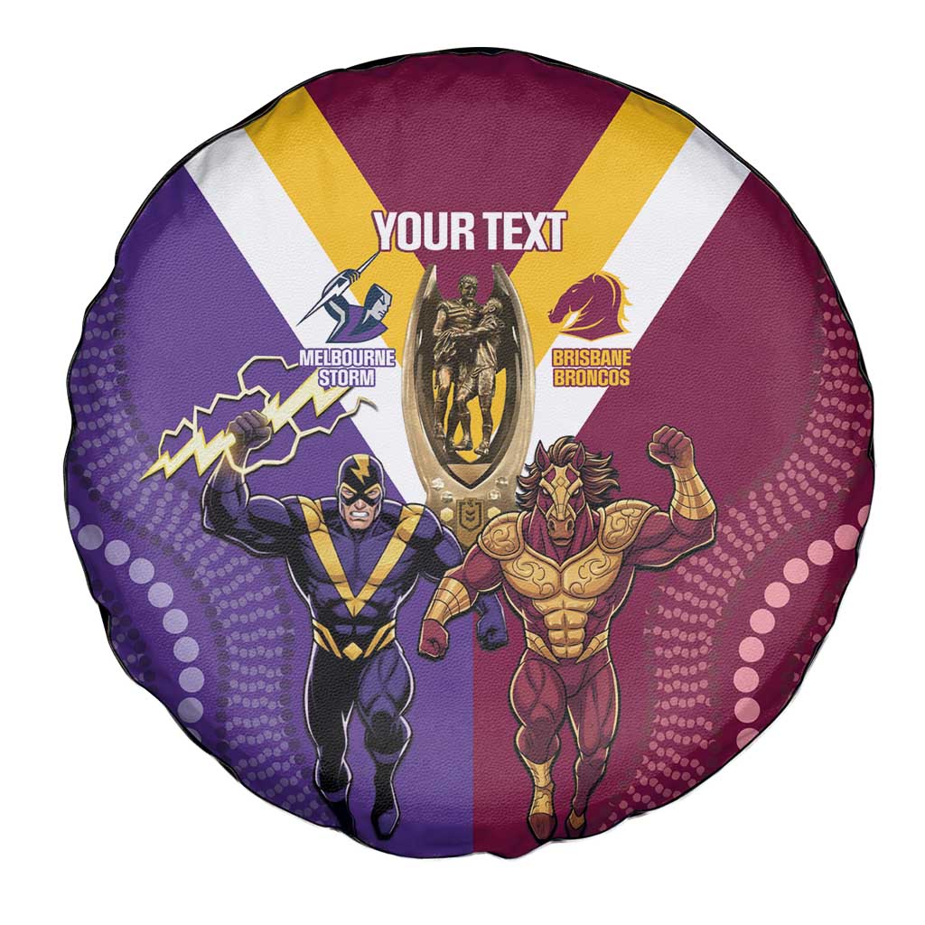 Storm And Broncos Rugby Custom Spare Tire Cover Melbourne Brisbane Final Together Mascots Style - Aussie Hoodie