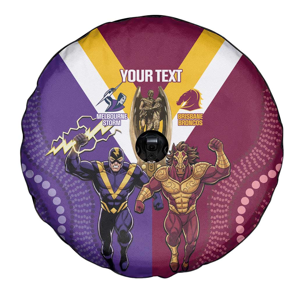 Storm And Broncos Rugby Custom Spare Tire Cover Melbourne Brisbane Final Together Mascots Style - Aussie Hoodie