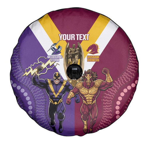 Storm And Broncos Rugby Custom Spare Tire Cover Melbourne Brisbane Final Together Mascots Style - Aussie Hoodie