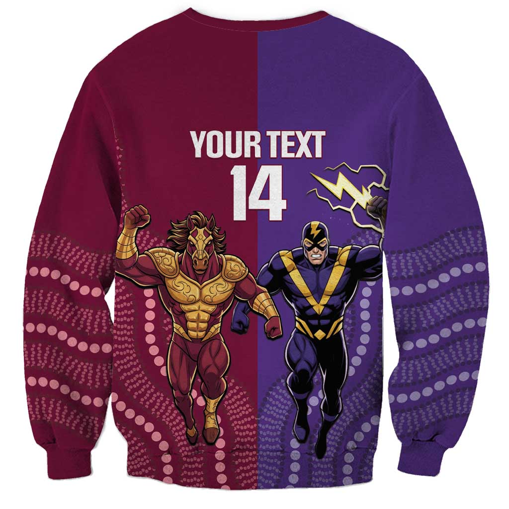 Storm And Broncos Rugby Custom Sweatshirt Melbourne Brisbane Final Together Mascots Style - Aussie Hoodie