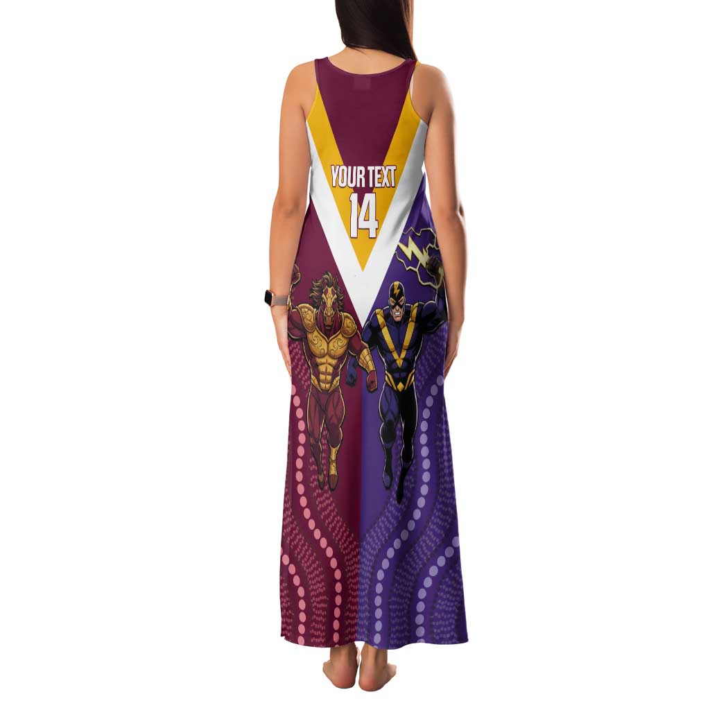 Storm And Broncos Rugby Custom Tank Maxi Dress Melbourne Brisbane Final Together Mascots Style - Aussie Hoodie
