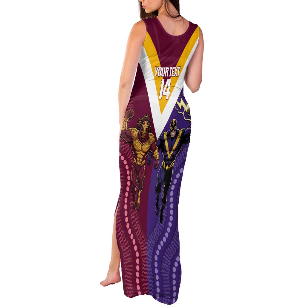 Storm And Broncos Rugby Custom Tank Maxi Dress Melbourne Brisbane Final Together Mascots Style - Aussie Hoodie