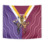Storm And Broncos Rugby Custom Tapestry Melbourne Brisbane Final Together Mascots Style - Aussie Hoodie