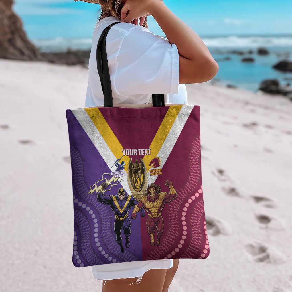 Storm And Broncos Rugby Custom Tote Bag Melbourne Brisbane Final Together Mascots Style - Aussie Hoodie