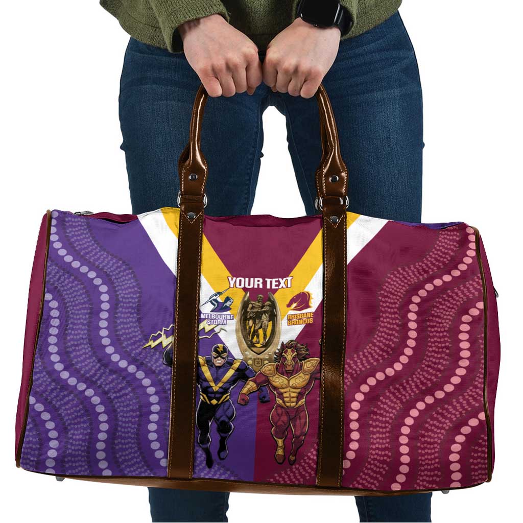 Storm And Broncos Rugby Custom Travel Bag Melbourne Brisbane Final Together Mascots Style - Aussie Hoodie