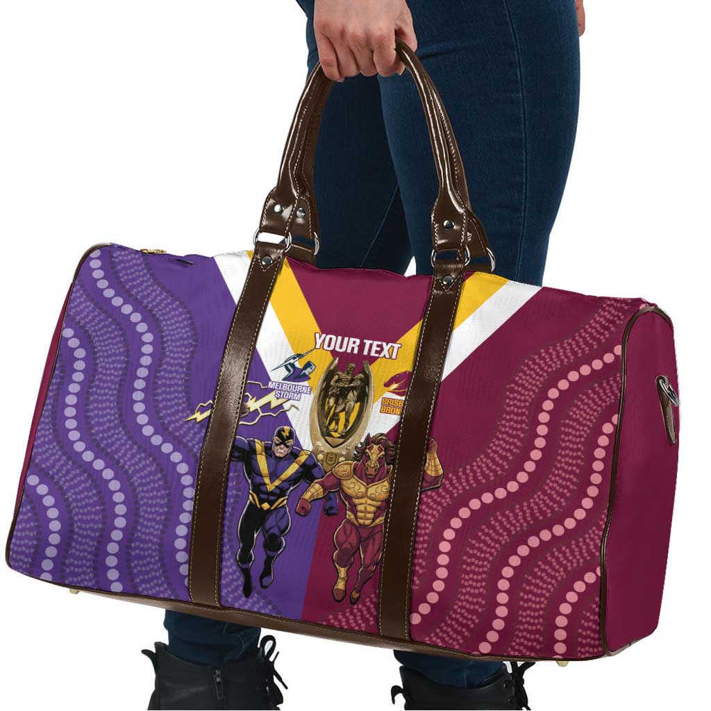 Storm And Broncos Rugby Custom Travel Bag Melbourne Brisbane Final Together Mascots Style - Aussie Hoodie