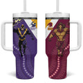 Storm And Broncos Rugby Custom Tumbler With Handle Melbourne Brisbane Final Together Mascots Style - Aussie Hoodie