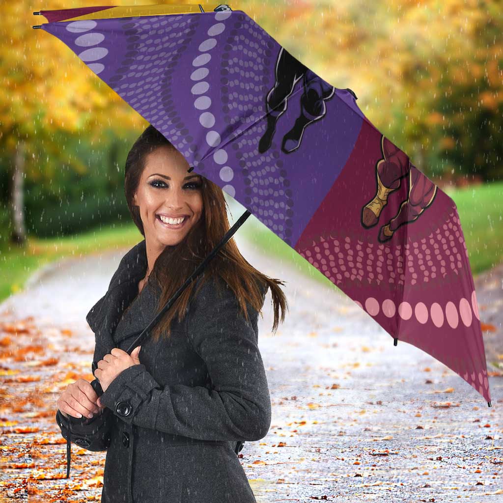 Storm And Broncos Rugby Custom Umbrella Melbourne Brisbane Final Together Mascots Style - Aussie Hoodie