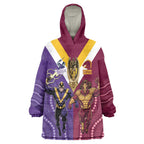 Storm And Broncos Rugby Custom Wearable Blanket Hoodie Melbourne Brisbane Final Together Mascots Style - Aussie Hoodie