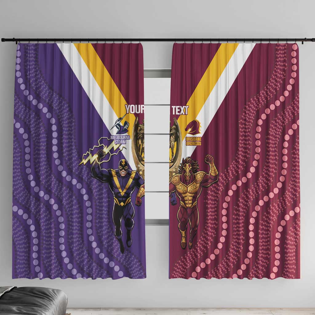 Storm And Broncos Rugby Custom Window Curtain Melbourne Brisbane Final Together Mascots Style - Aussie Hoodie