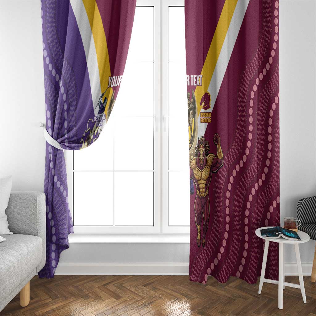 Storm And Broncos Rugby Custom Window Curtain Melbourne Brisbane Final Together Mascots Style - Aussie Hoodie