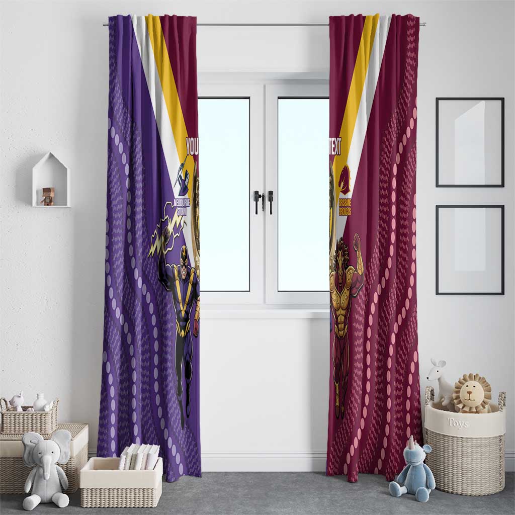 Storm And Broncos Rugby Custom Window Curtain Melbourne Brisbane Final Together Mascots Style - Aussie Hoodie