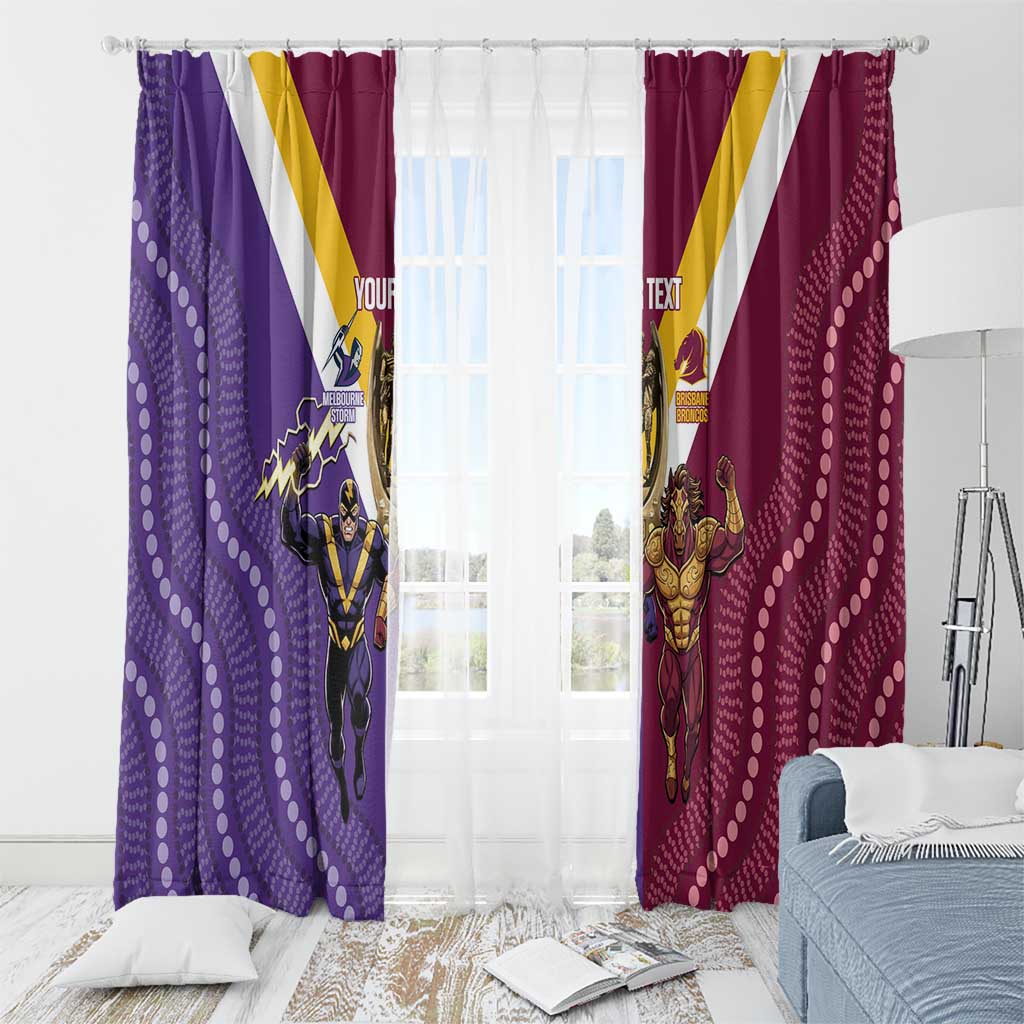 Storm And Broncos Rugby Custom Window Curtain Melbourne Brisbane Final Together Mascots Style - Aussie Hoodie