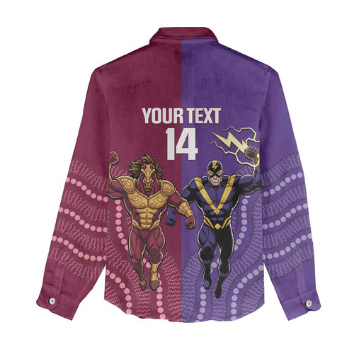 Storm And Broncos Rugby Custom Women Casual Shirt Melbourne Brisbane Final Together Mascots Style - Aussie Hoodie