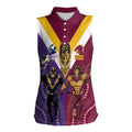 Storm And Broncos Rugby Custom Women Sleeveless Polo Shirt Melbourne Brisbane Final Together Mascots Style - Aussie Hoodie