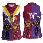 Storm And Broncos Rugby Custom Women Sleeveless Polo Shirt Melbourne Brisbane Final Together Mascots Style - Aussie Hoodie