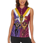 Storm And Broncos Rugby Custom Women Sleeveless Polo Shirt Melbourne Brisbane Final Together Mascots Style - Aussie Hoodie