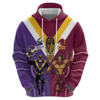 Storm And Broncos Rugby Custom Zip Hoodie Melbourne Brisbane Final Together Mascots Style - Aussie Hoodie