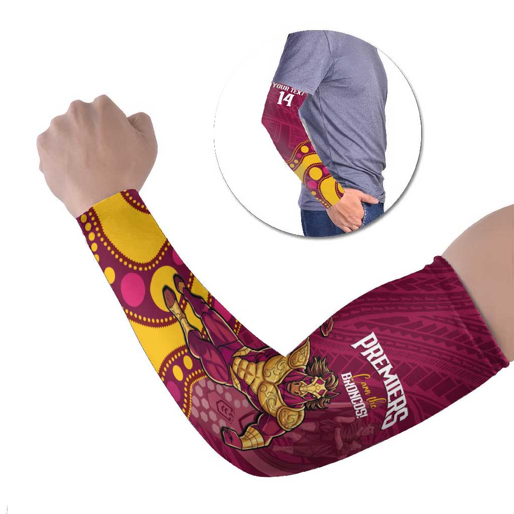 NRL Broncos Rugby Custom Arm Sleeves Premiers Trophy Carn The Bronx - Aussie Hoodie