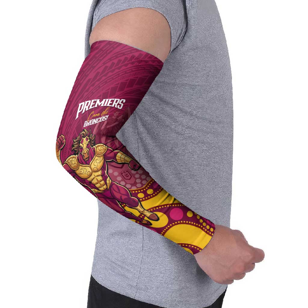 NRL Broncos Rugby Custom Arm Sleeves Premiers Trophy Carn The Bronx - Aussie Hoodie