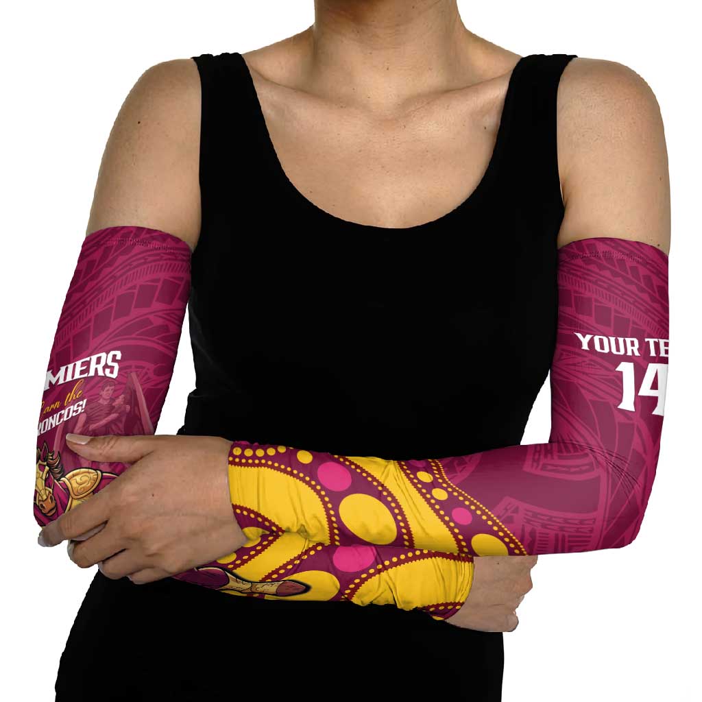 NRL Broncos Rugby Custom Arm Sleeves Premiers Trophy Carn The Bronx - Aussie Hoodie