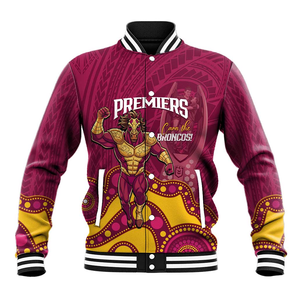 NRL Broncos Rugby Custom Baseball Jacket Premiers Trophy Carn The Bronx - Aussie Hoodie