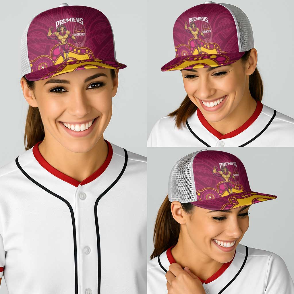NRL Broncos Rugby Baseball Net Cap Premiers Trophy Carn The Bronx - Aussie Hoodie