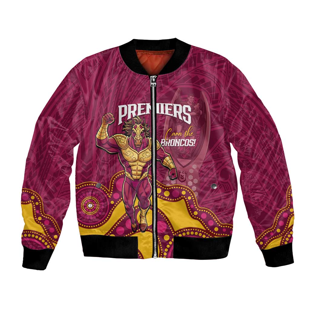 NRL Broncos Rugby Custom Bomber Jacket Premiers Trophy Carn The Bronx - Aussie Hoodie