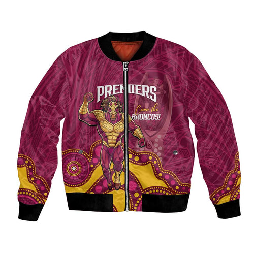 NRL Broncos Rugby Custom Bomber Jacket Premiers Trophy Carn The Bronx - Aussie Hoodie