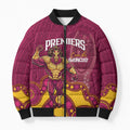 NRL Broncos Rugby Custom Bomber Puffer Jacket Premiers Trophy Carn The Bronx - Aussie Hoodie