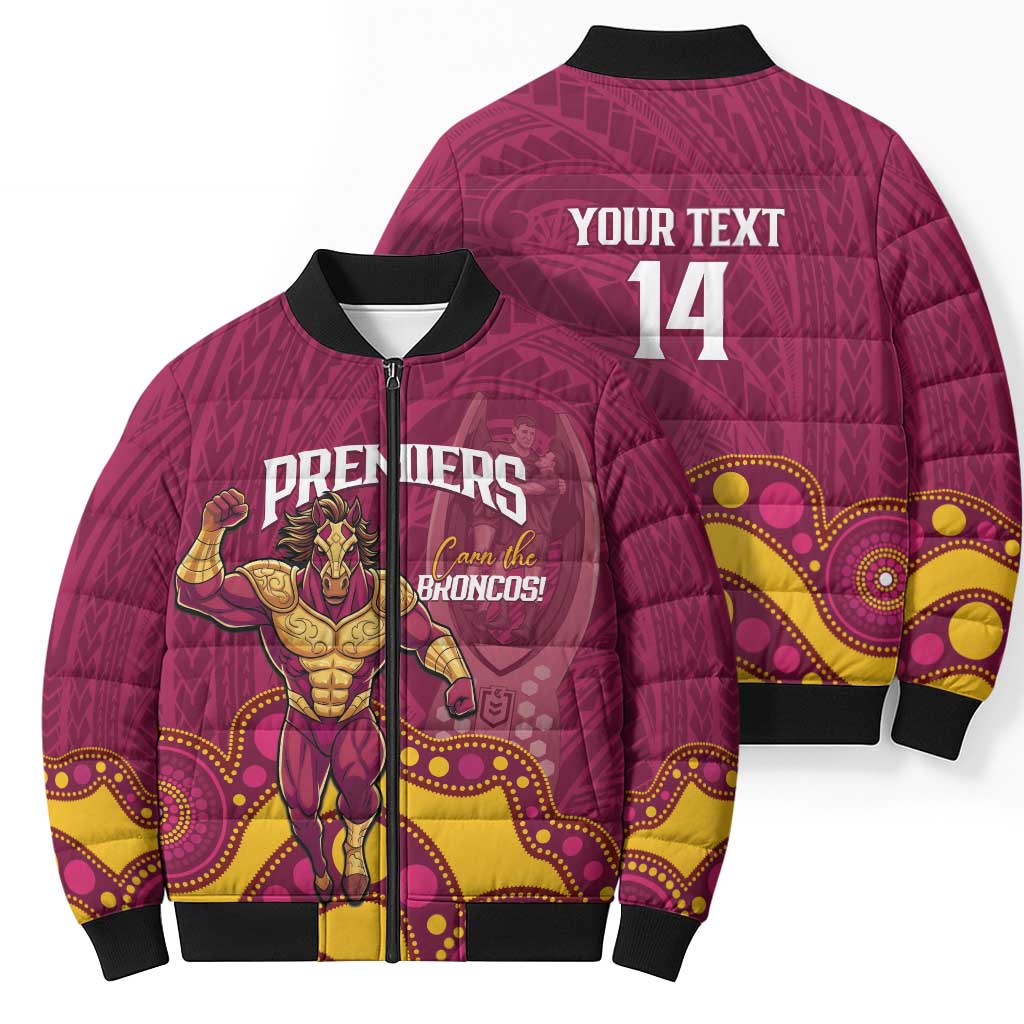 NRL Broncos Rugby Custom Bomber Puffer Jacket Premiers Trophy Carn The Bronx - Aussie Hoodie
