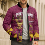 NRL Broncos Rugby Custom Bomber Puffer Jacket Premiers Trophy Carn The Bronx - Aussie Hoodie