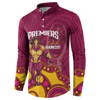 NRL Broncos Rugby Custom Button Sweatshirt Premiers Trophy Carn The Bronx - Aussie Hoodie