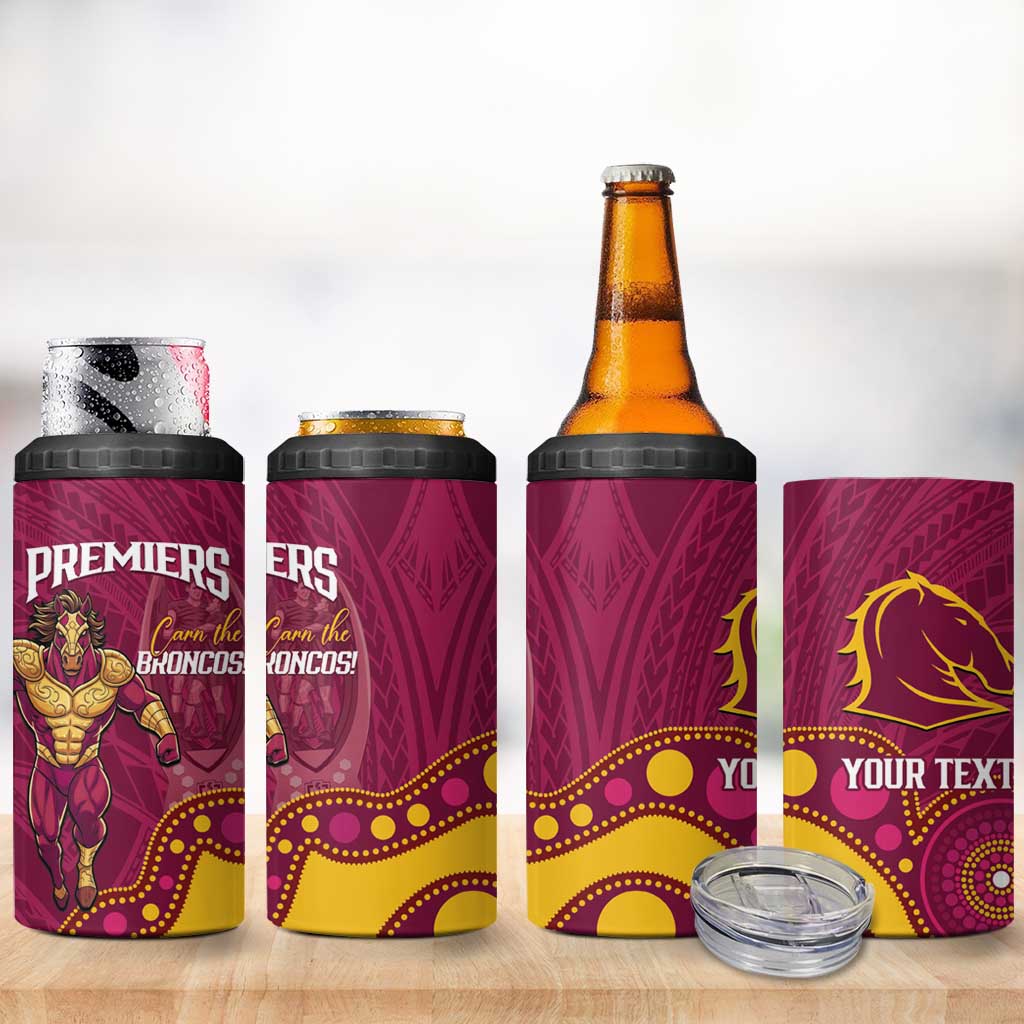 NRL Broncos Rugby Custom 4 in 1 Can Cooler Tumbler Premiers Trophy Carn The Bronx - Aussie Hoodie