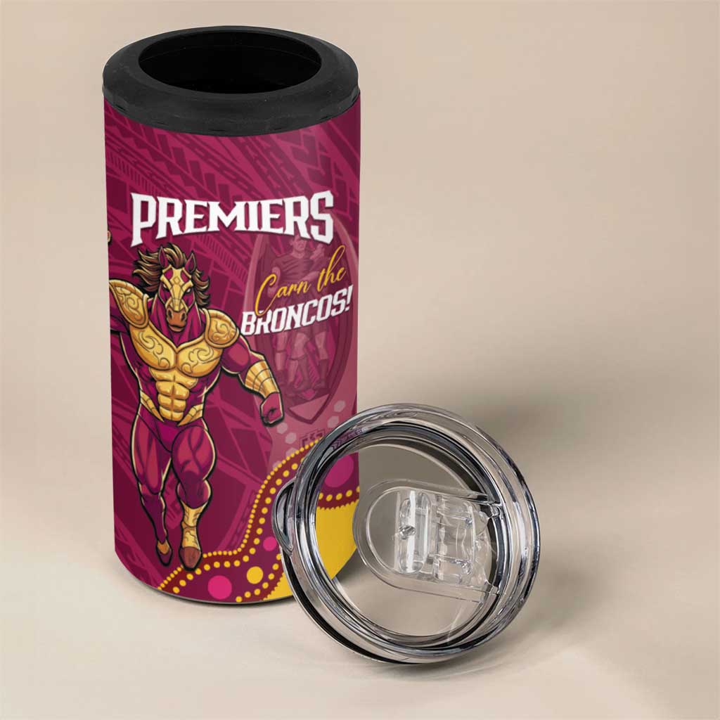 NRL Broncos Rugby Custom 4 in 1 Can Cooler Tumbler Premiers Trophy Carn The Bronx - Aussie Hoodie