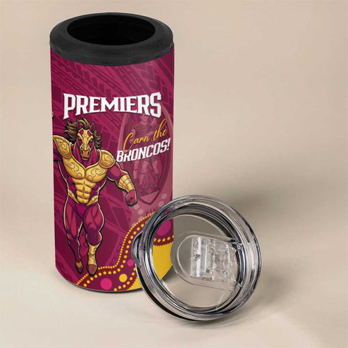 NRL Broncos Rugby Custom 4 in 1 Can Cooler Tumbler Premiers Trophy Carn The Bronx - Aussie Hoodie