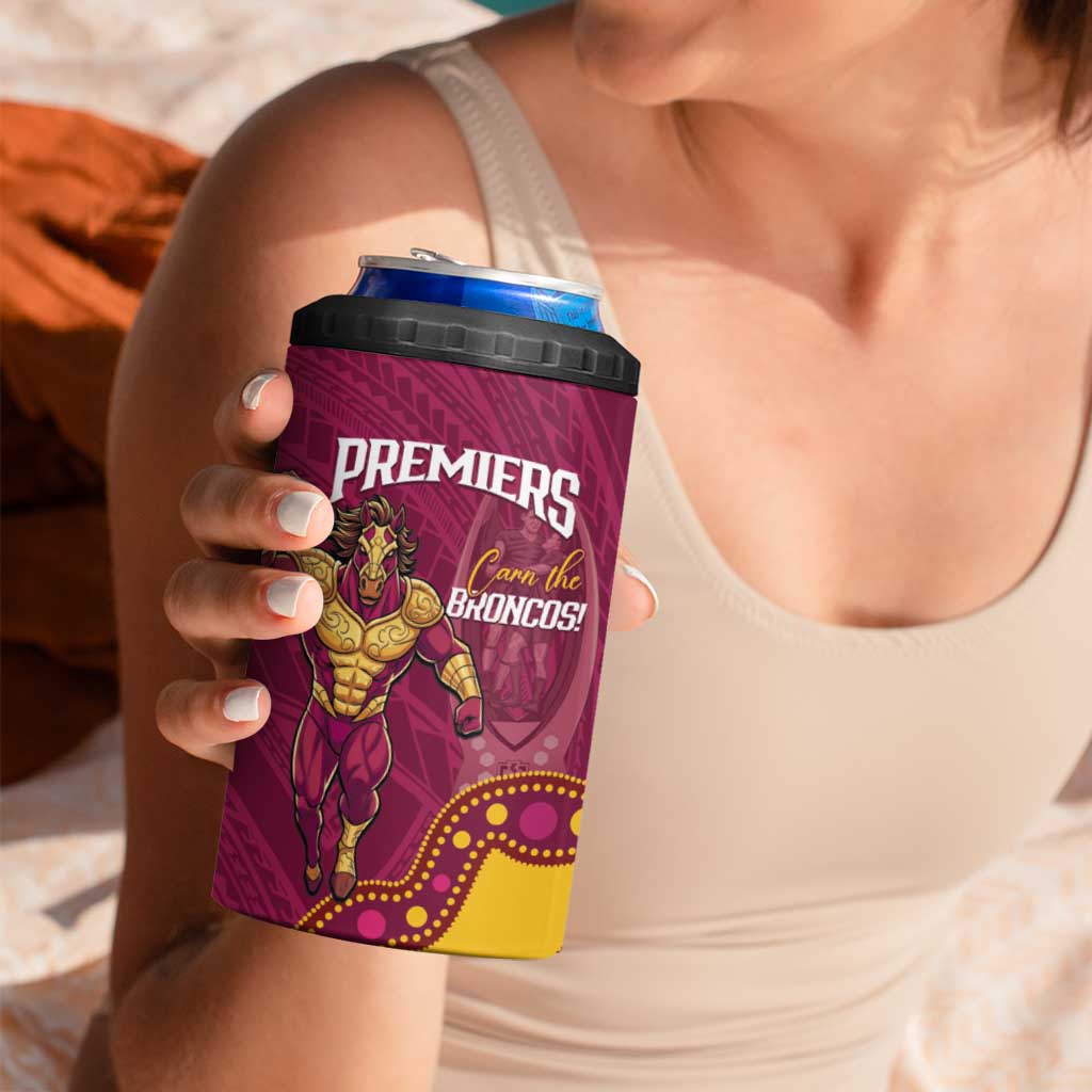 NRL Broncos Rugby Custom 4 in 1 Can Cooler Tumbler Premiers Trophy Carn The Bronx - Aussie Hoodie
