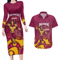 NRL Broncos Rugby Custom Couples Matching Long Sleeve Bodycon Dress and Hawaiian Shirt Premiers Trophy Carn The Bronx - Aussie Hoodie