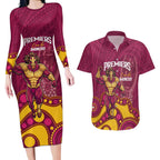 NRL Broncos Rugby Custom Couples Matching Long Sleeve Bodycon Dress and Hawaiian Shirt Premiers Trophy Carn The Bronx - Aussie Hoodie
