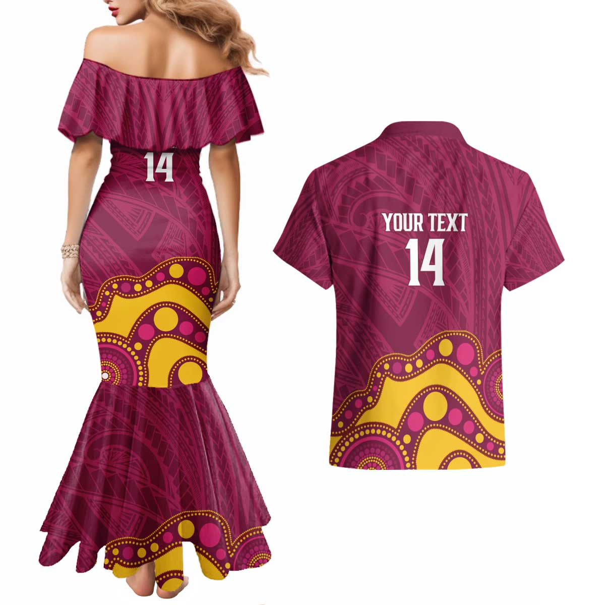 NRL Broncos Rugby Custom Couples Matching Mermaid Dress and Hawaiian Shirt Premiers Trophy Carn The Bronx - Aussie Hoodie