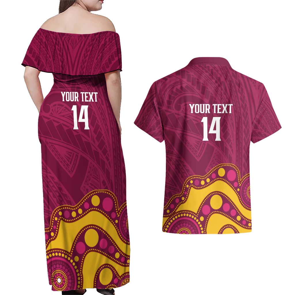 NRL Broncos Rugby Custom Couples Matching Off Shoulder Maxi Dress and Hawaiian Shirt Premiers Trophy Carn The Bronx - Aussie Hoodie