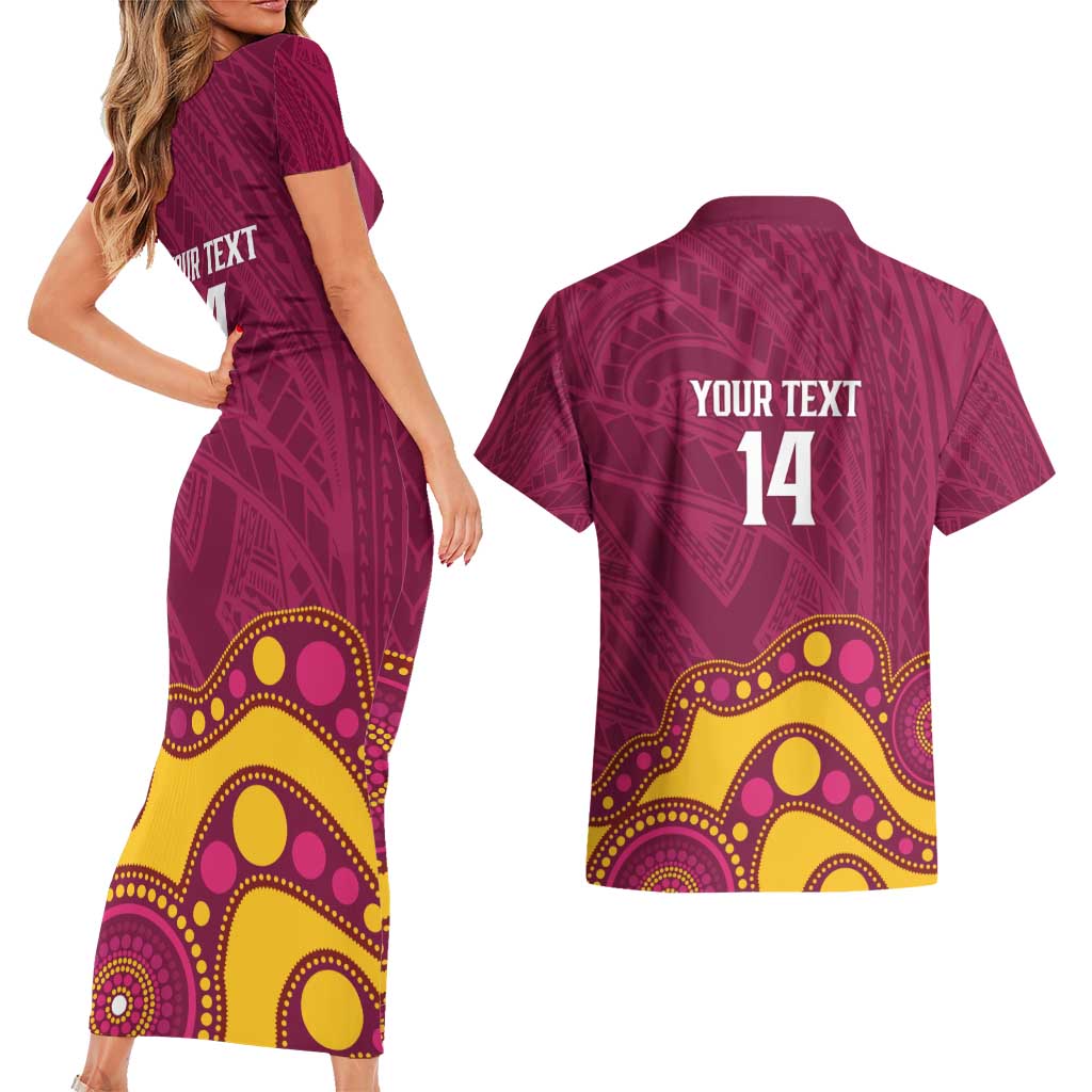 NRL Broncos Rugby Custom Couples Matching Short Sleeve Bodycon Dress and Hawaiian Shirt Premiers Trophy Carn The Bronx - Aussie Hoodie