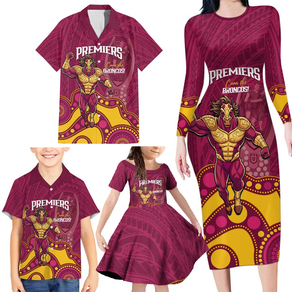 NRL Broncos Rugby Custom Family Matching Long Sleeve Bodycon Dress and Hawaiian Shirt Premiers Trophy Carn The Bronx - Aussie Hoodie