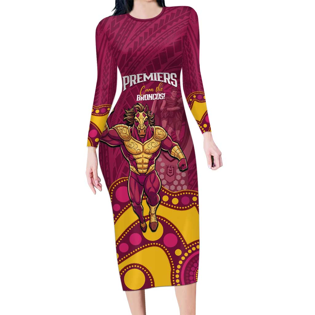 NRL Broncos Rugby Custom Family Matching Long Sleeve Bodycon Dress and Hawaiian Shirt Premiers Trophy Carn The Bronx - Aussie Hoodie