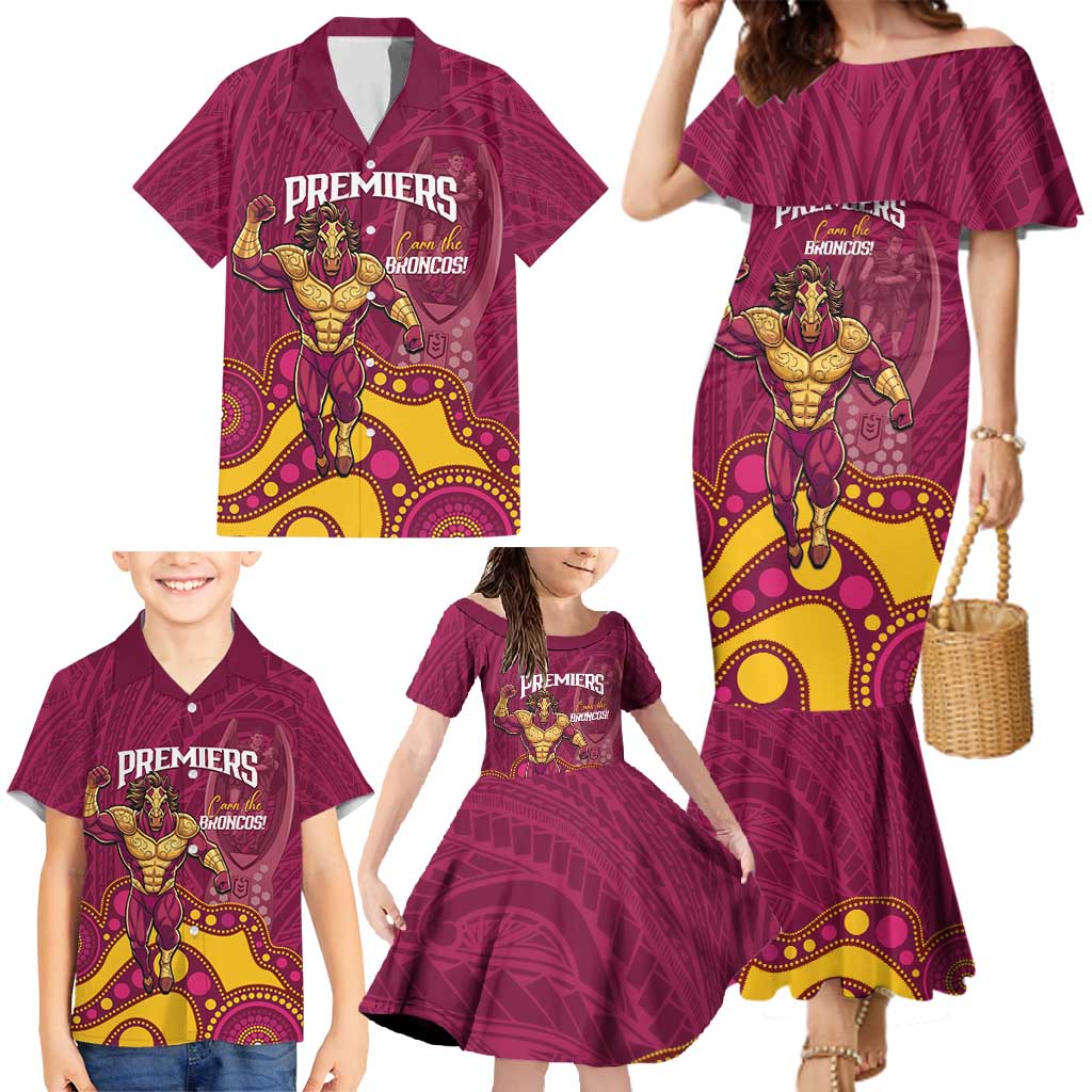 NRL Broncos Rugby Custom Family Matching Mermaid Dress and Hawaiian Shirt Premiers Trophy Carn The Bronx - Aussie Hoodie