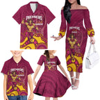 NRL Broncos Rugby Custom Family Matching Off The Shoulder Long Sleeve Dress and Hawaiian Shirt Premiers Trophy Carn The Bronx - Aussie Hoodie